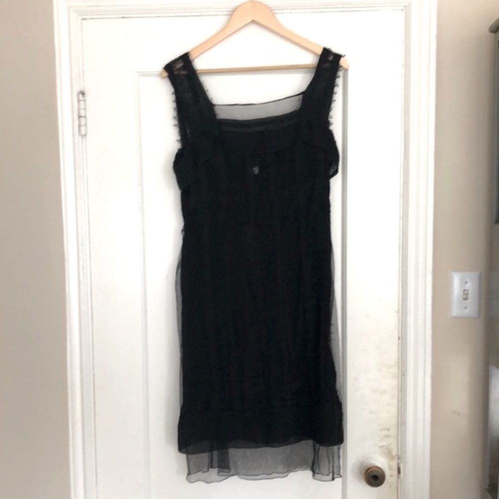 NWT Alberta Ferretti Black Silk and Lace Summer Dress